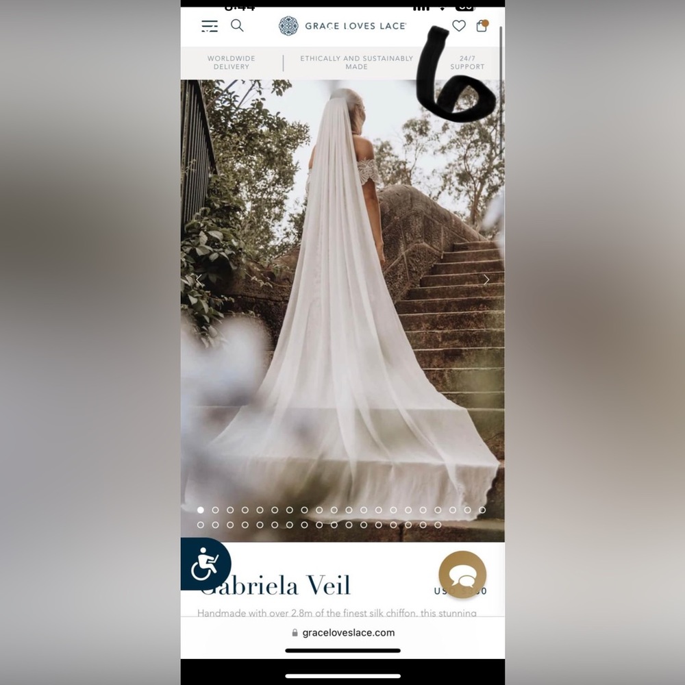 Grace Loves Lace Veil
Gabriela Veil 
Silk chiffon veil